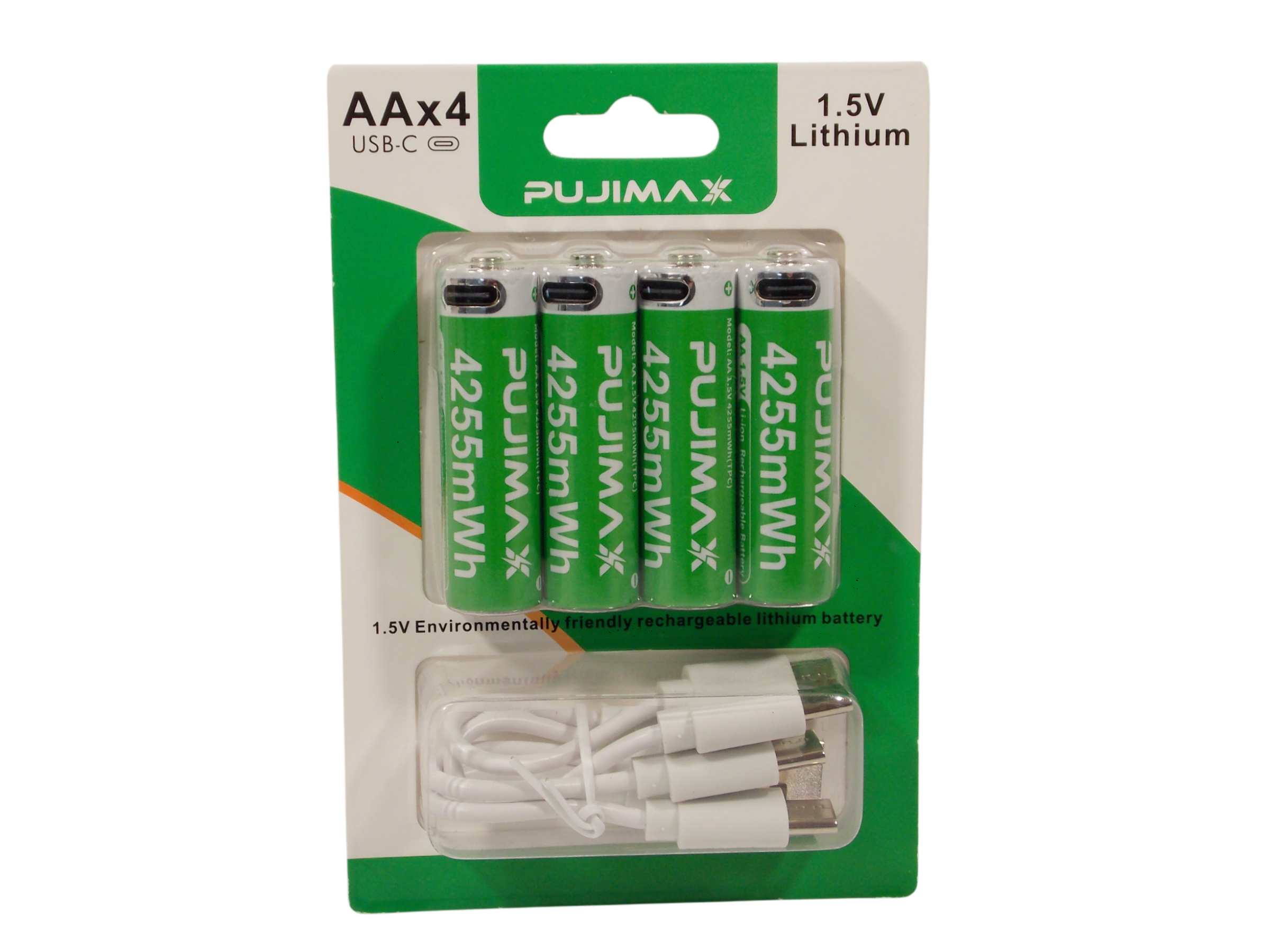 Комплект аккумуляторов  АА (R6), 4шт. с кабелем для зарядки USB - Type-C 