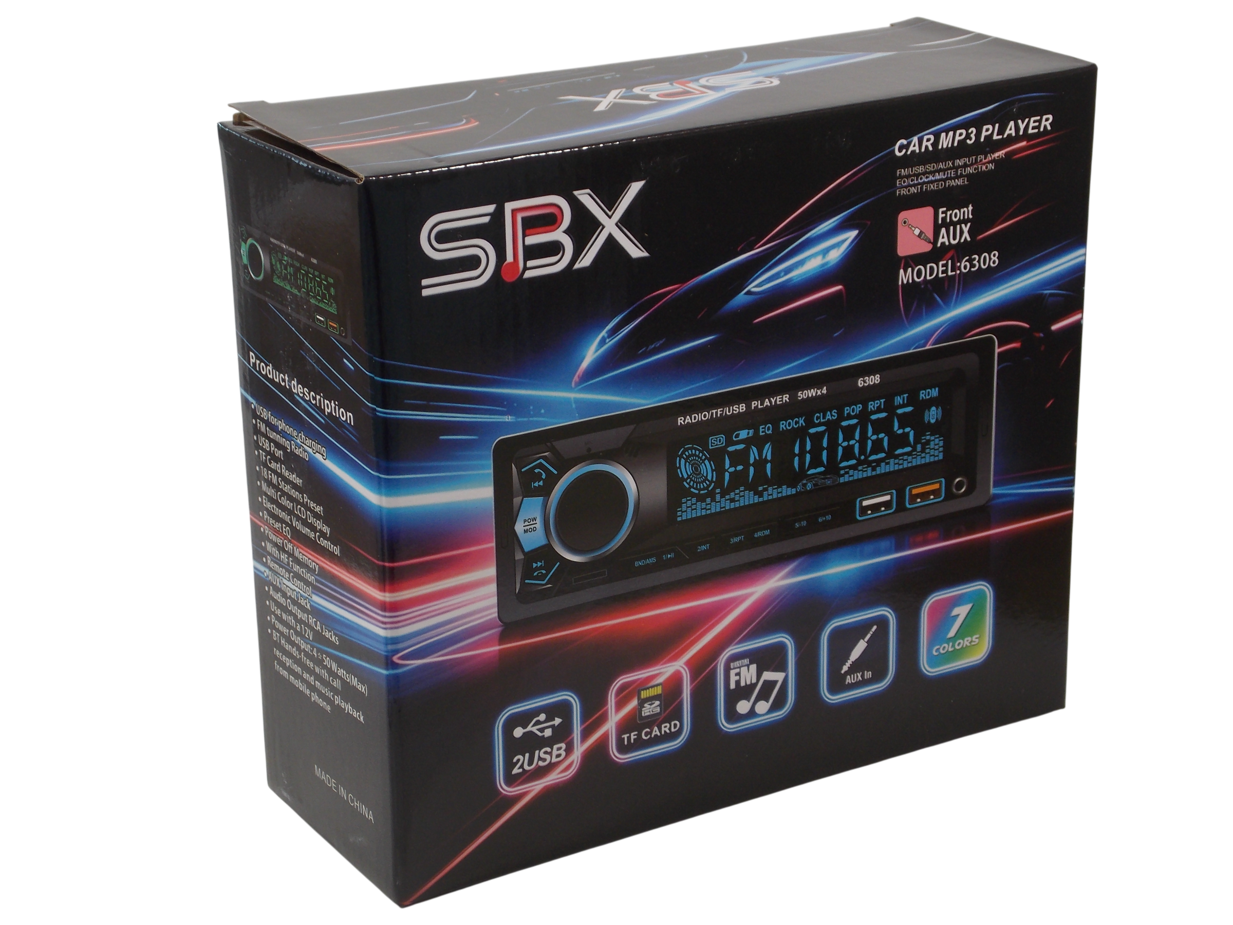 Автомагнитола SBX 6308 Bluetooth / USB / TF / AUX / FM-радио 