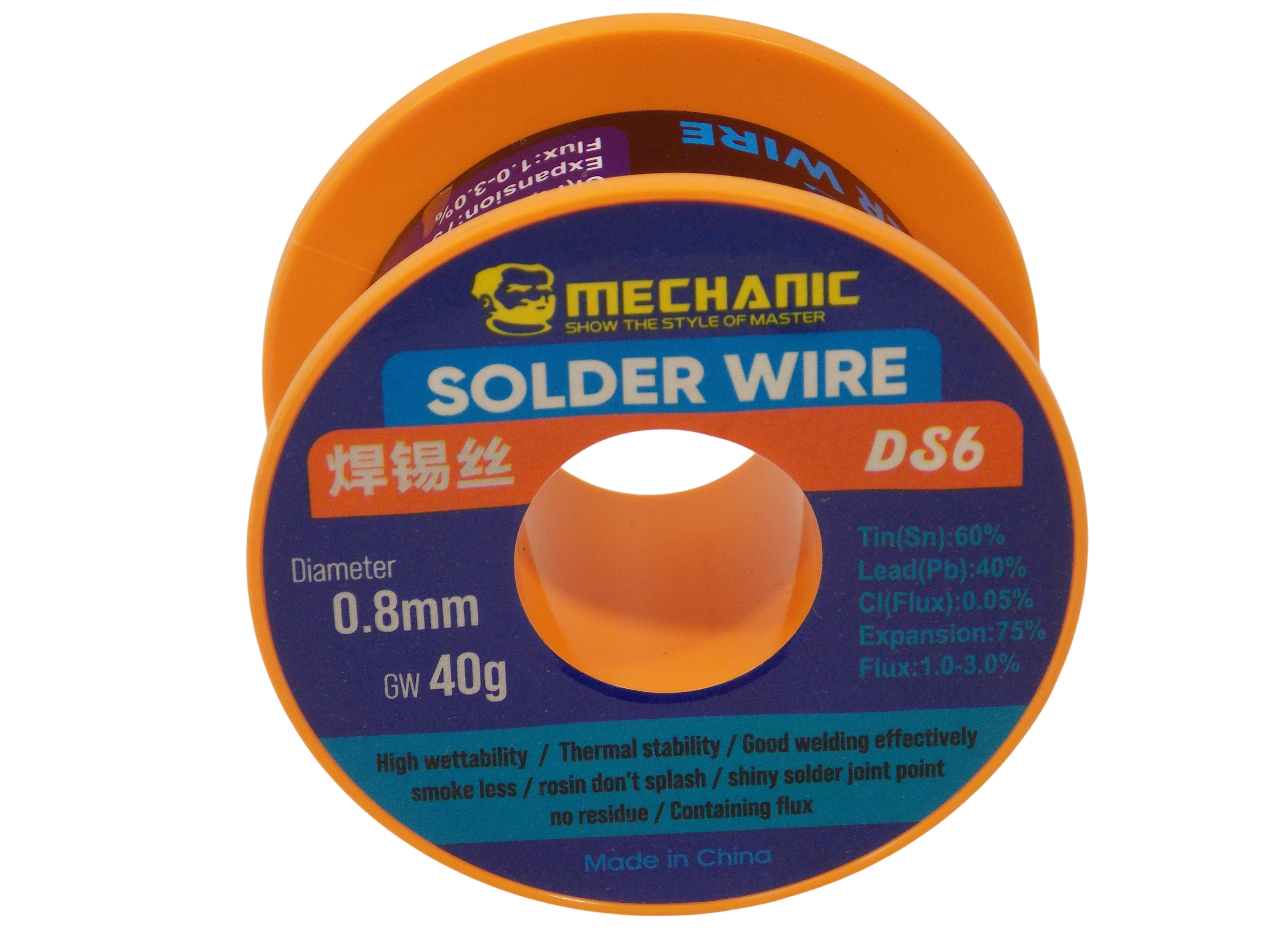 Припой Mechanic DS6 /  диаметр 0.8 мм / 40 грамм