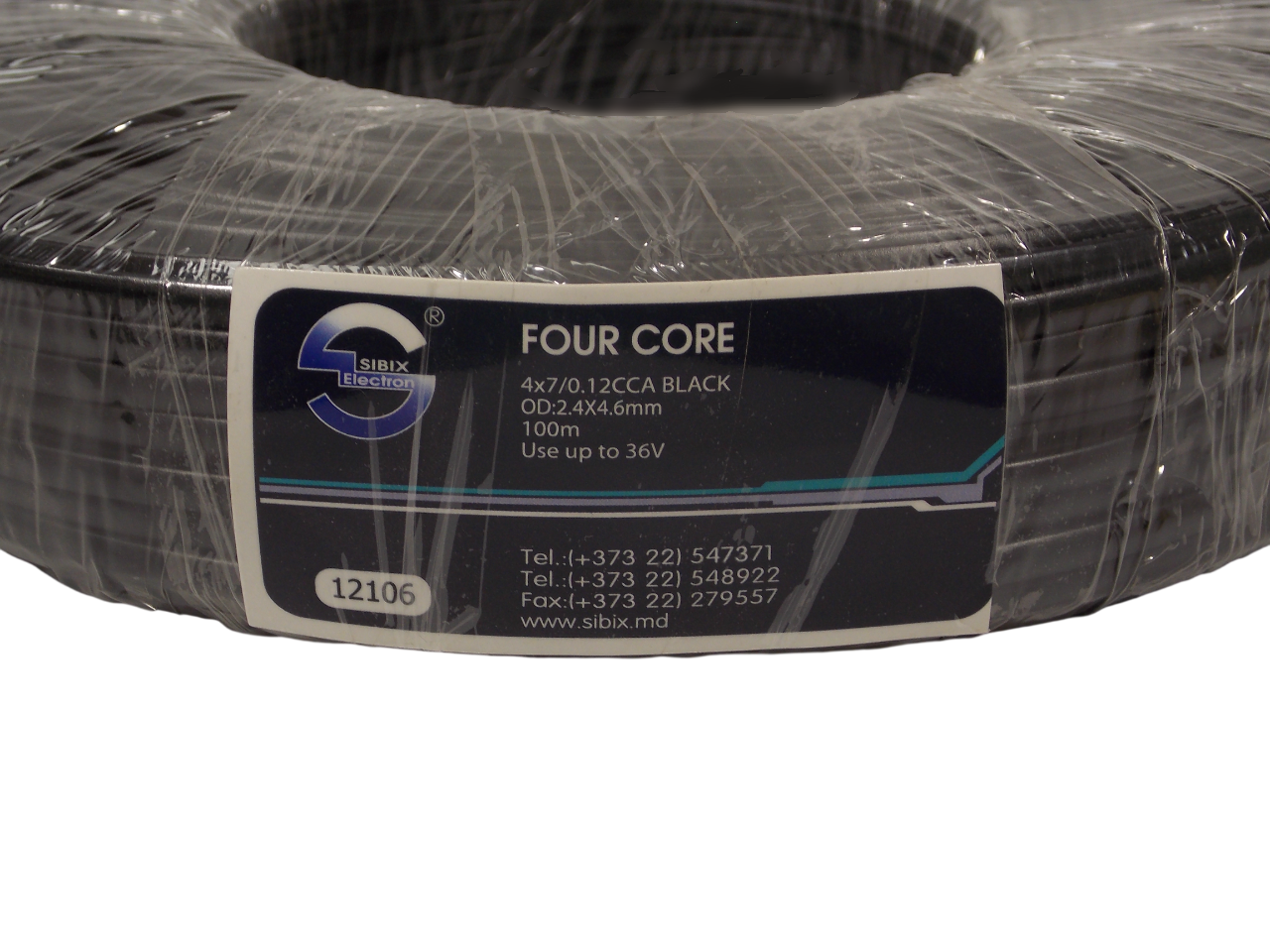 Кабель телефонный 4 х 7/ 0.12 / ССА /  черный / 100 метров 