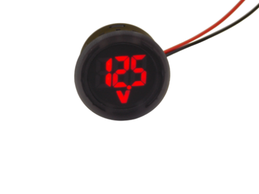 Цифровой вольтметр постоянного напряжения  4-30В круглый красный 