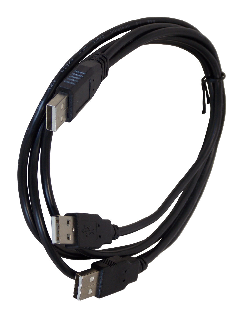 Шнур USB - А штекер  на 2 х USB - А штекера / 0.3 метра + 1.5 метра / черный