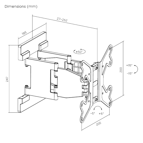 Настенное крепление для телевизора   17"- 37" / 30кг / 200*200мм