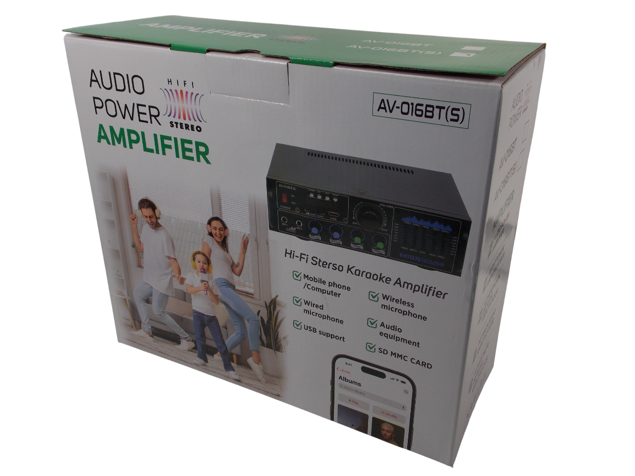 Двухканальный стерео усилитель AV - 016BT / 80Вт + 80Вт