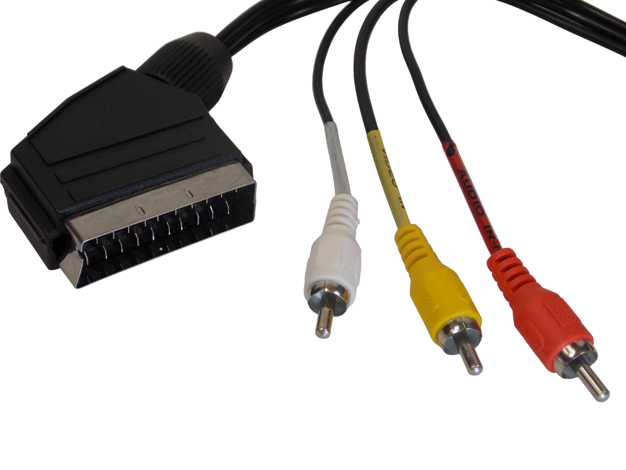 Шнур SCART на 3 х RCA  / 1.5 метра / черный 