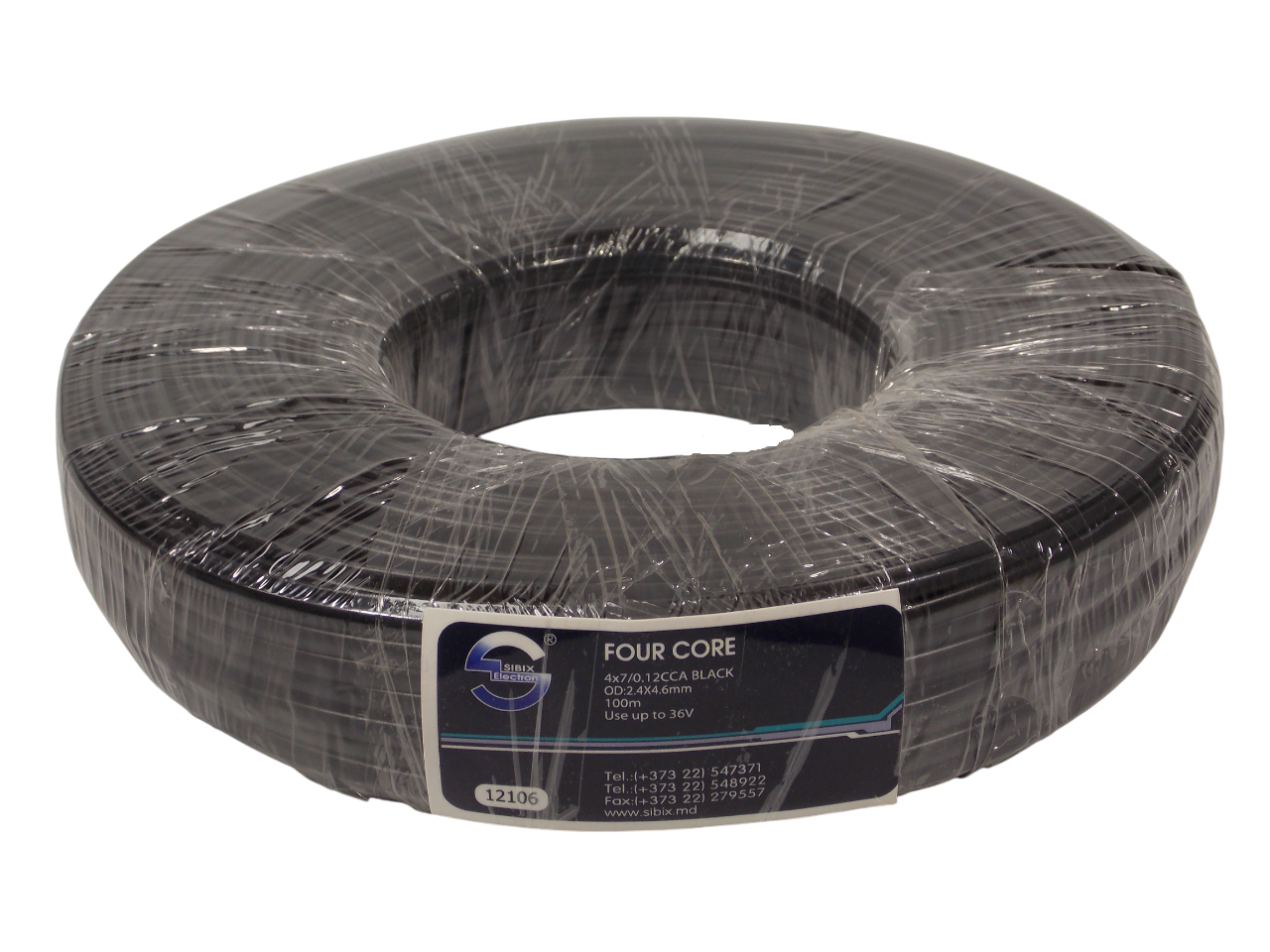 Кабель телефонный 4 х 7/ 0.12 / ССА /  черный / 100 метров 