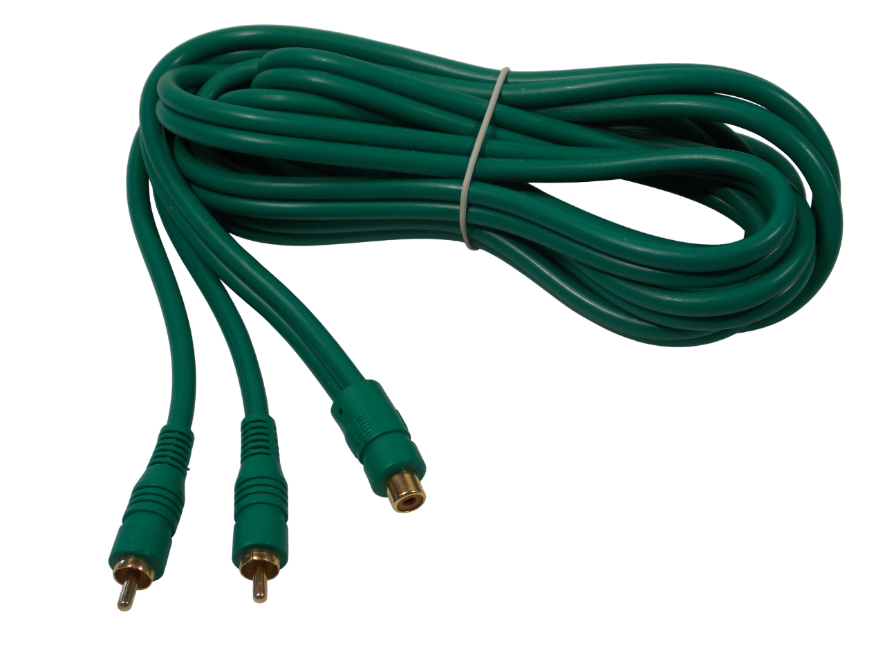 Шнур 2 х RCA на RCA  гнездо / 3 метра / зеленый