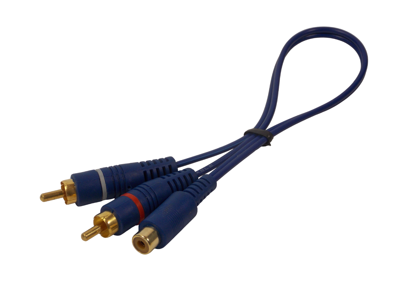 Шнур  2 х RCA на RCA гнездо / 0.3 метра / синий