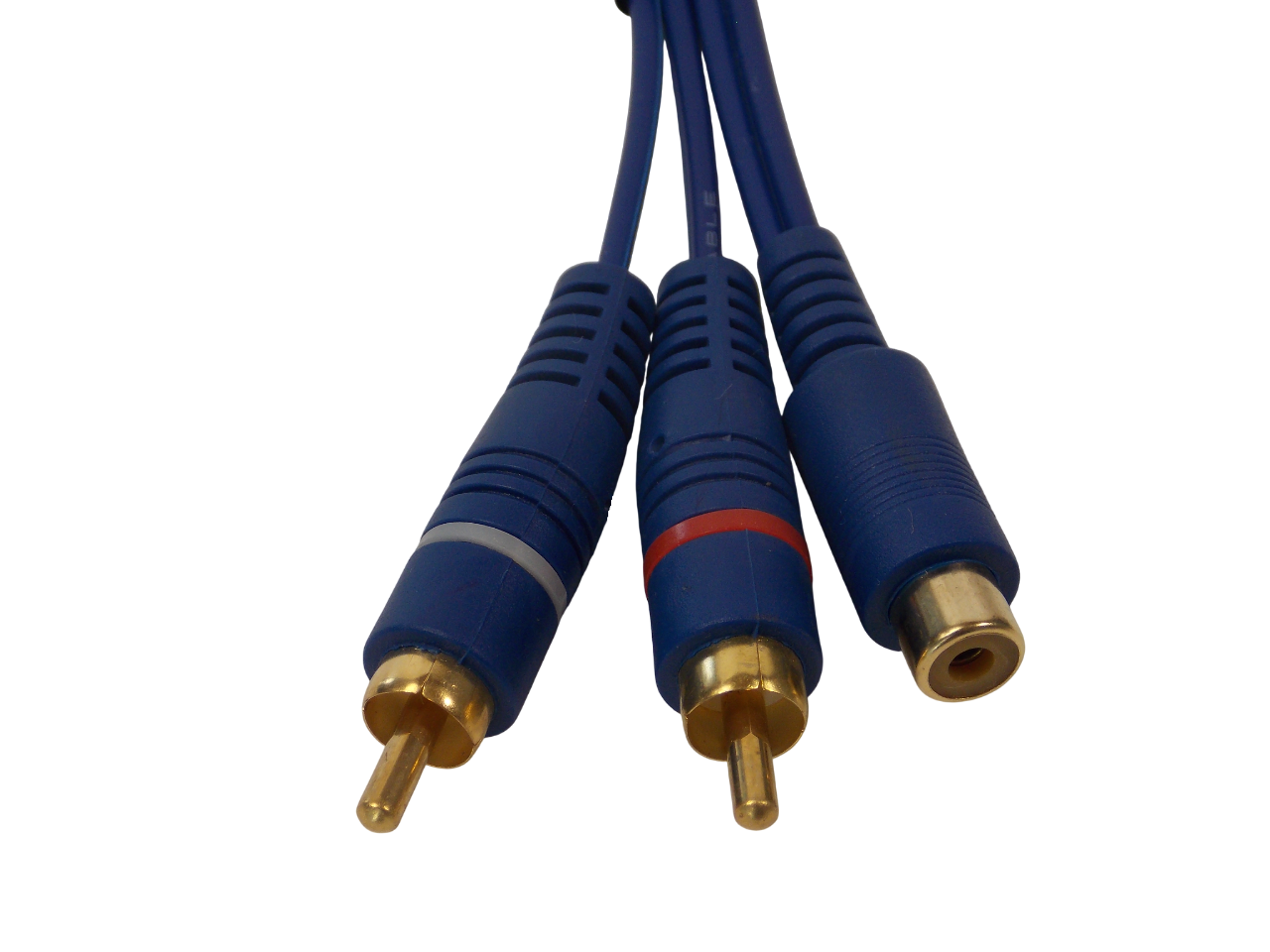 Шнур  2 х RCA на RCA гнездо / 0.3 метра / синий