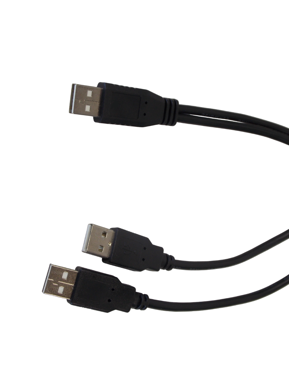 Шнур USB - А штекер  на 2 х USB - А штекера / 0.3 метра + 1.5 метра / черный
