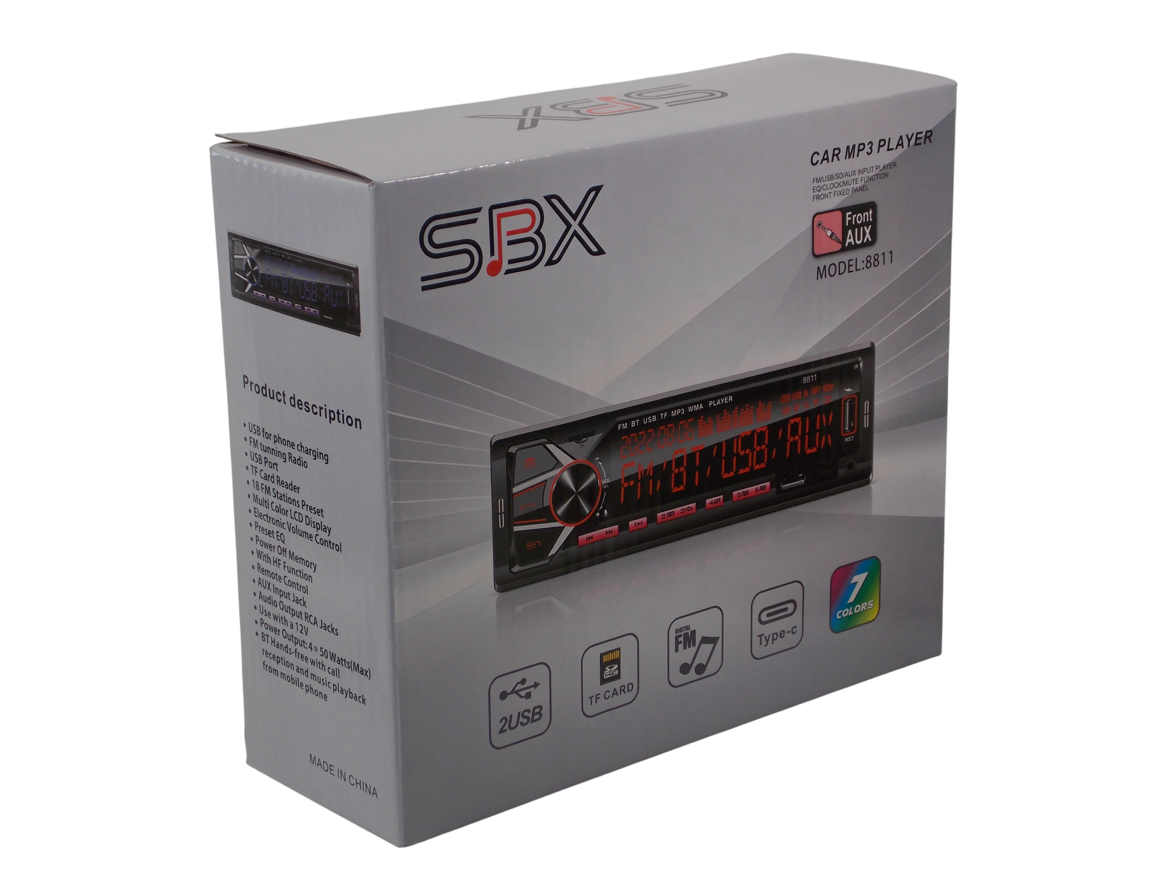Автомагнитола SBX 8811 / Bluetooth / USB / TF  / AUX / FM - радио  