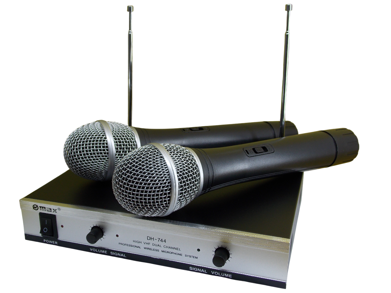 Беспроводная двухканальная микрофонная система  MAX DH-744
