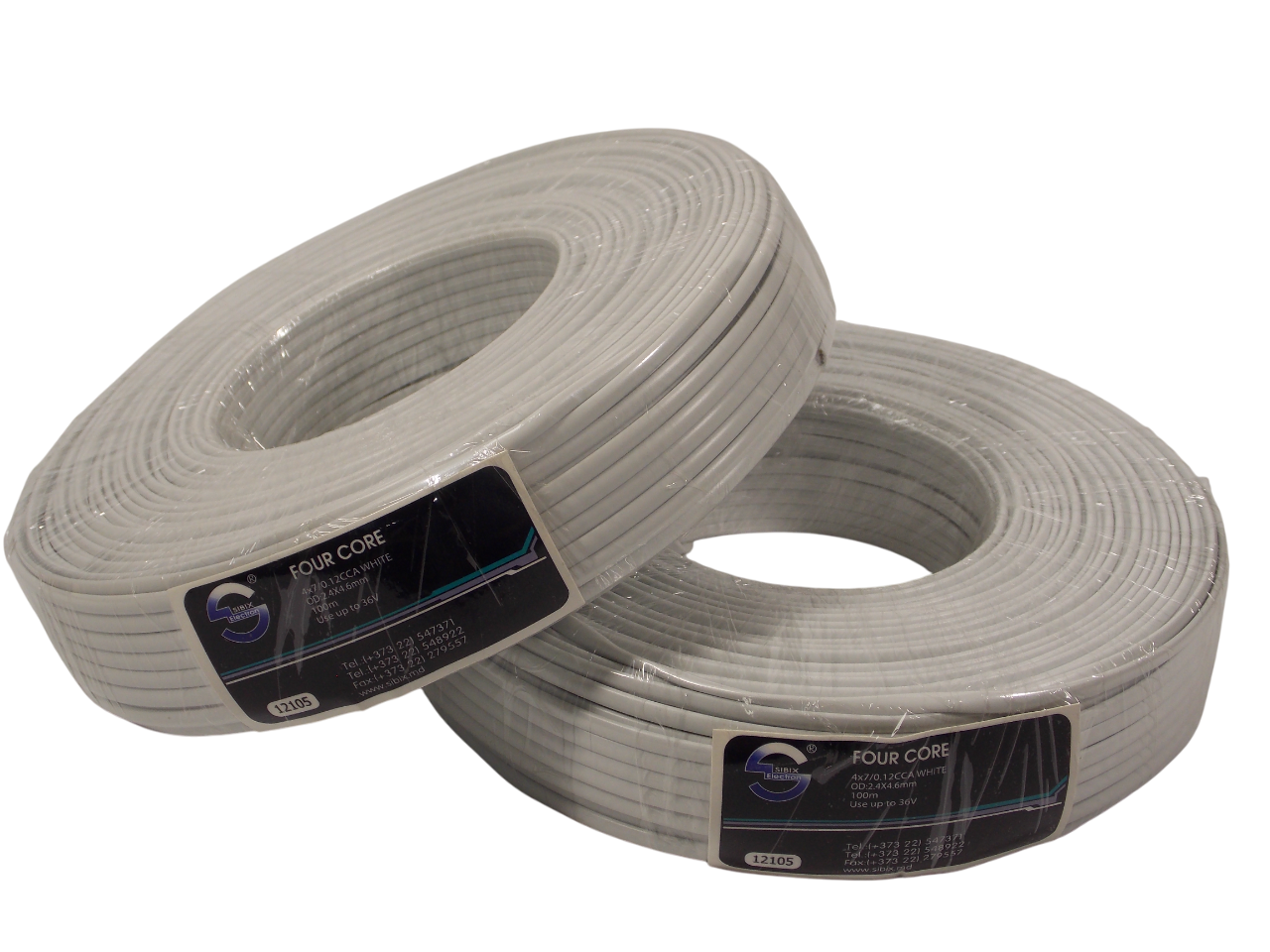 Кабель телефонный 2.4 х 4.6 мм / ССА /  белый / 100 метров