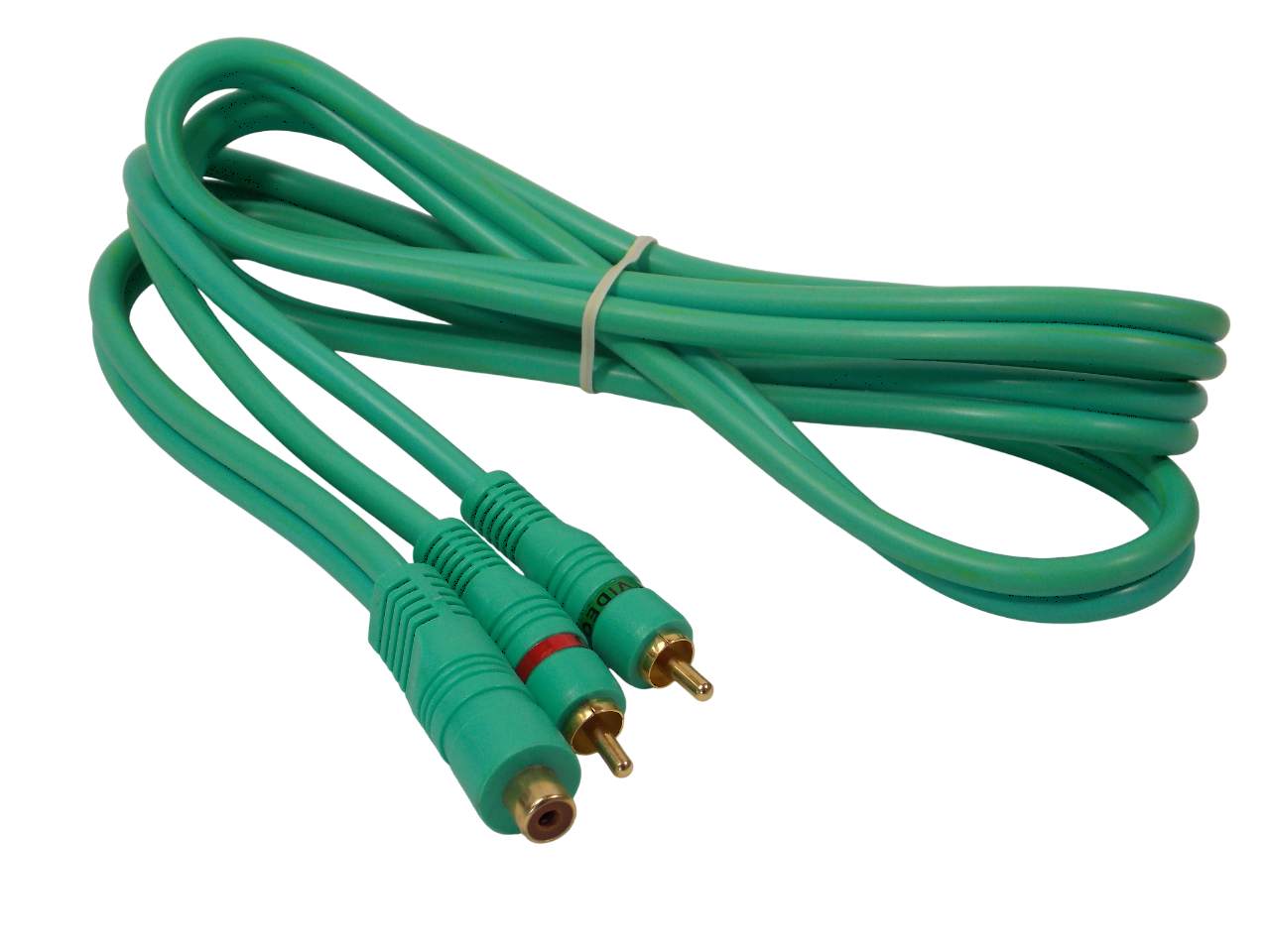 Шнур 2 х RCA на RCA  гнездо  / 1.5 метра / зеленый