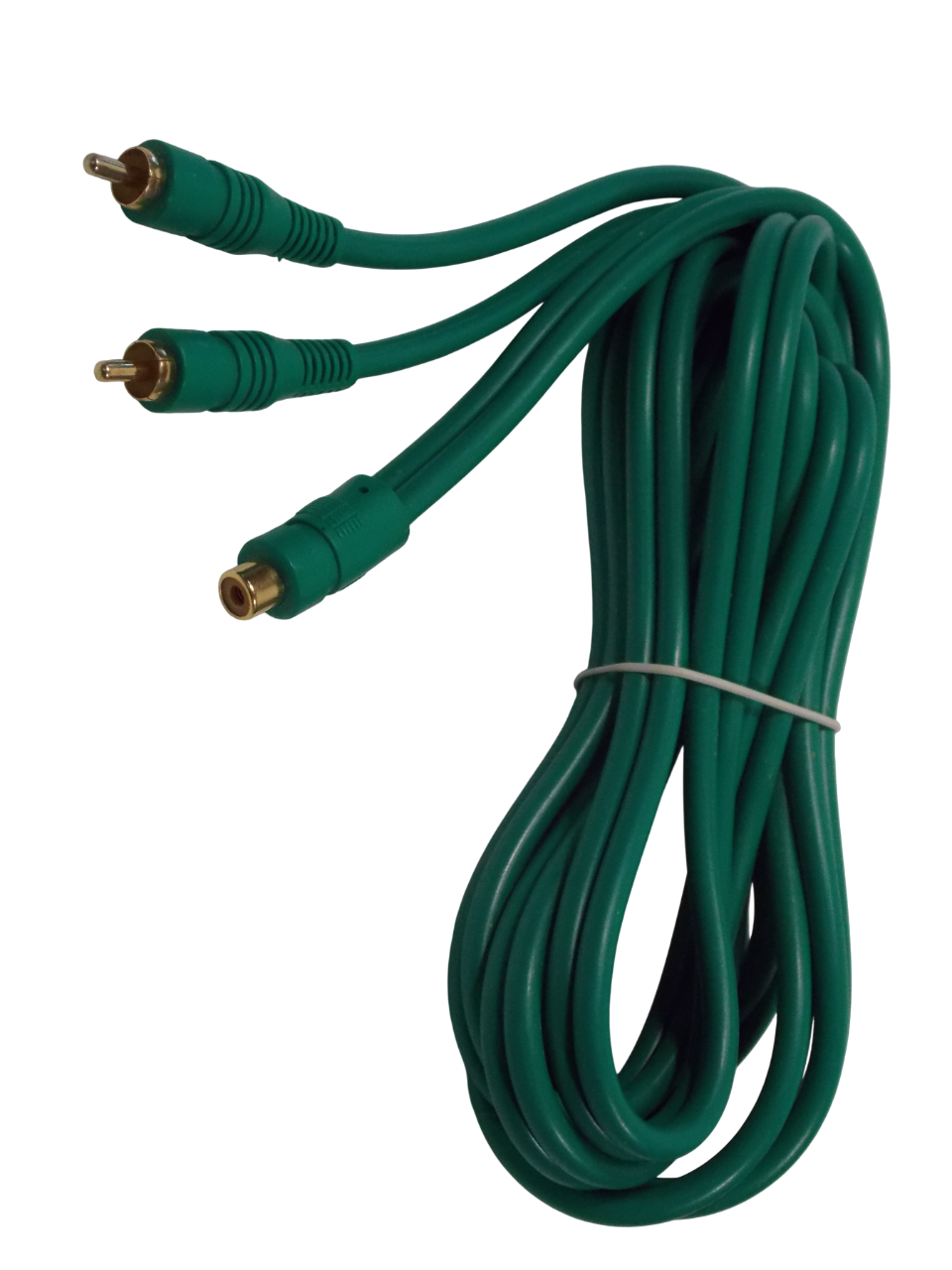 Шнур 2 х RCA на RCA  гнездо / 3 метра / зеленый