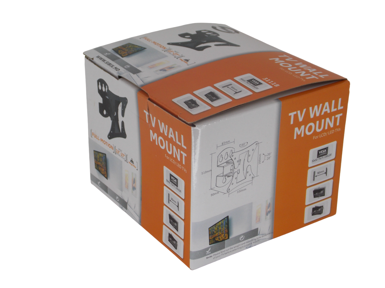 Настенное крепление для телевизора  13"- 27" / 30кг / 100*100мм