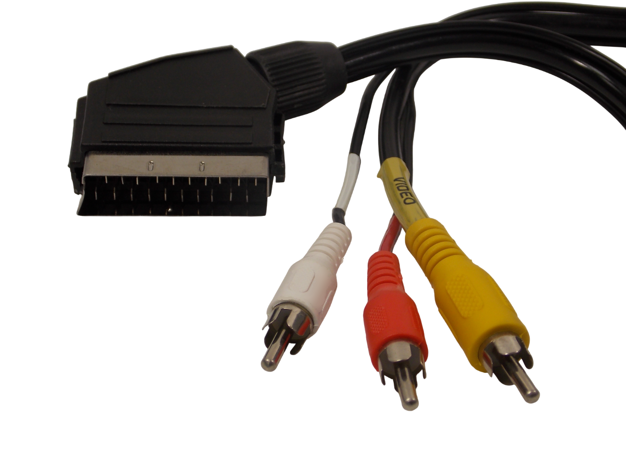 Шнур SCART на 3 х RCA  / 1.5 метра / черный 