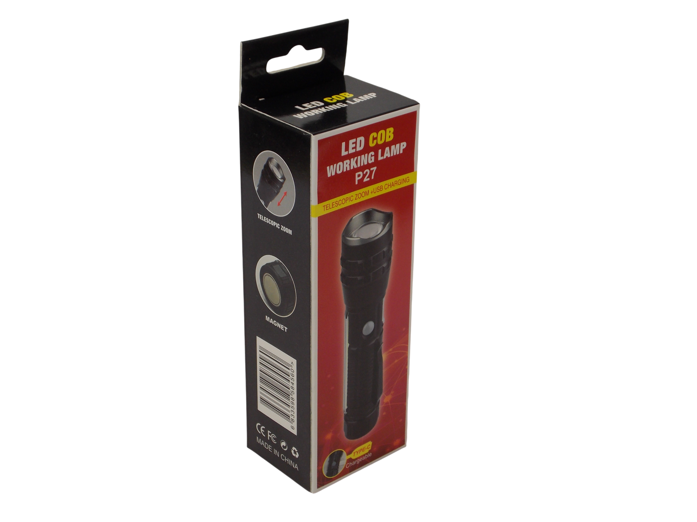 LED  фонарь Р27 COB / 1*18650 / 3.7В / 1500мА/ч