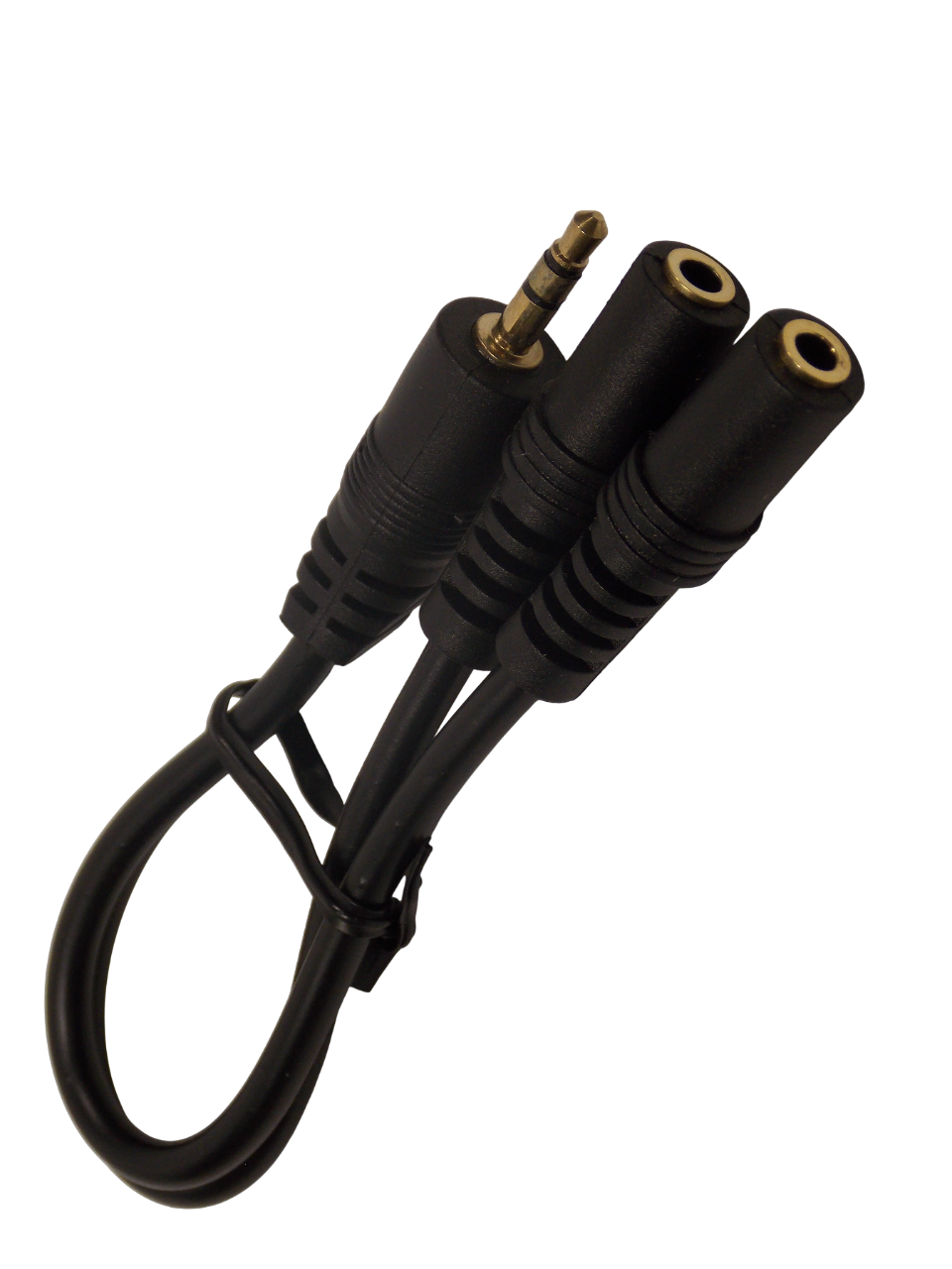 Шнур jack 3.5 мм стерео на 2 х 3.5 мм cтерео гнездо  / 0.3 метра / черный