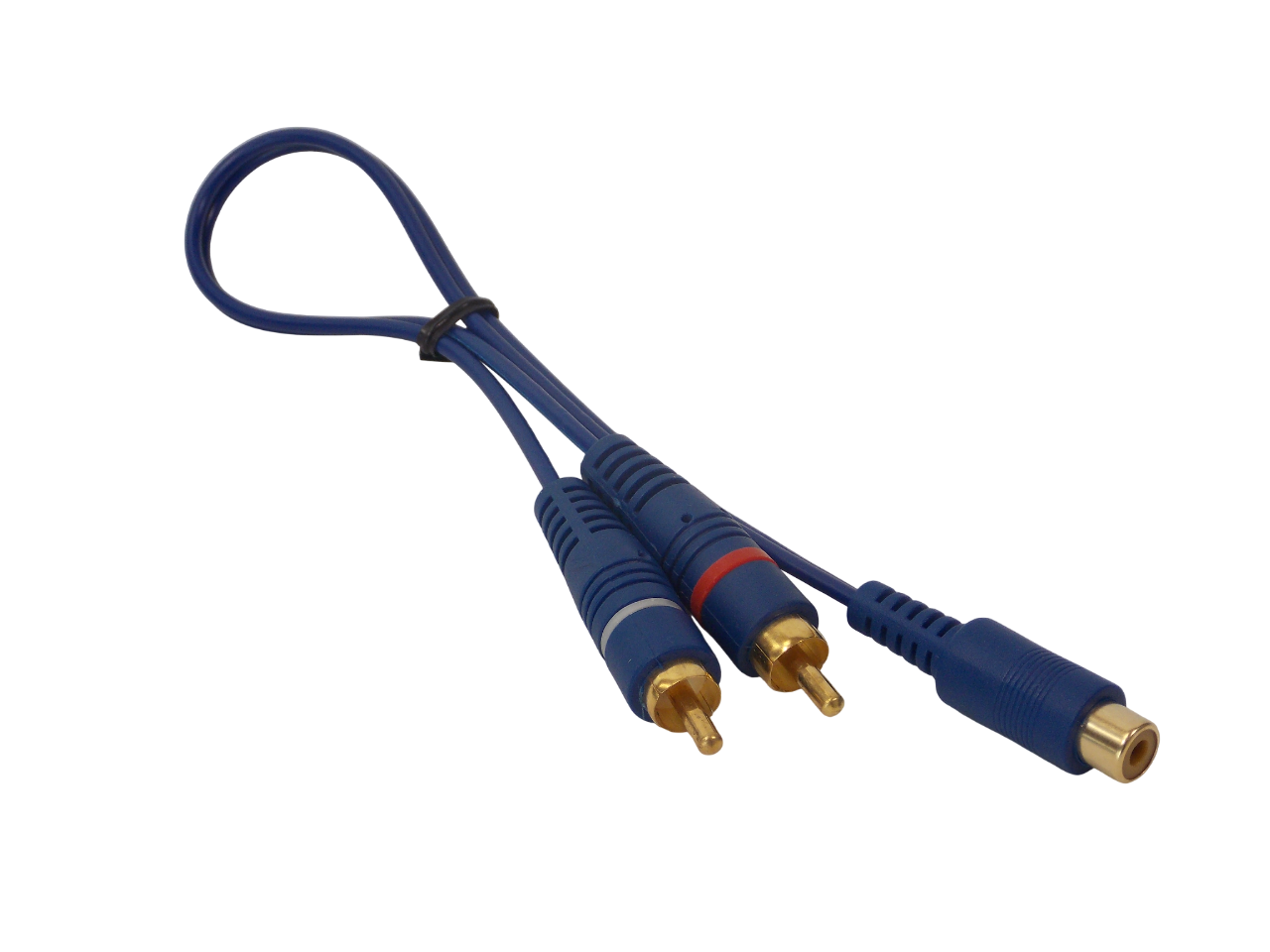 Шнур  2 х RCA на RCA гнездо / 0.3 метра / синий