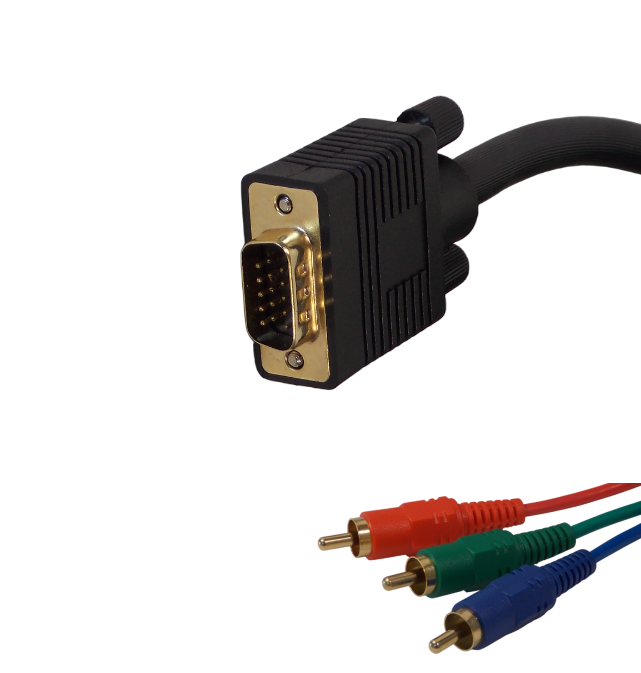  Шнур VGA 15pin штекер  на 3 х RCA штекер  / 1.8 метра / черный 