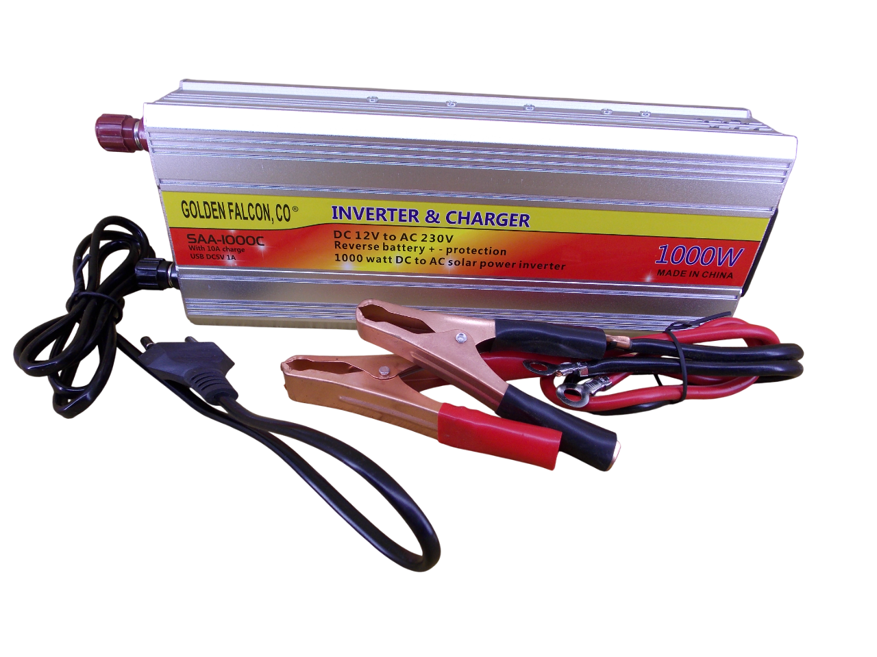 Инвертор напряжения  SAA-1000С  12В - 220В - 1000Вт с зарядкой 