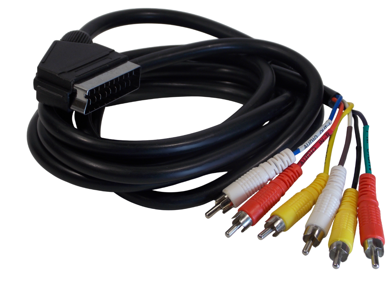 Шнур SCART на 6 х RCA / 3 метра / черный