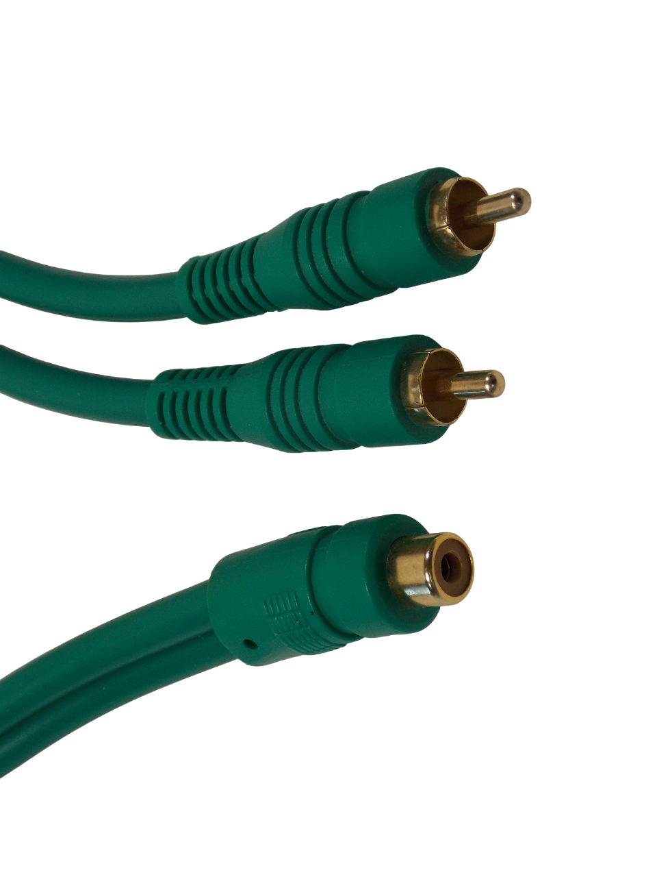 Шнур 2 х RCA на RCA  гнездо / 3 метра / зеленый