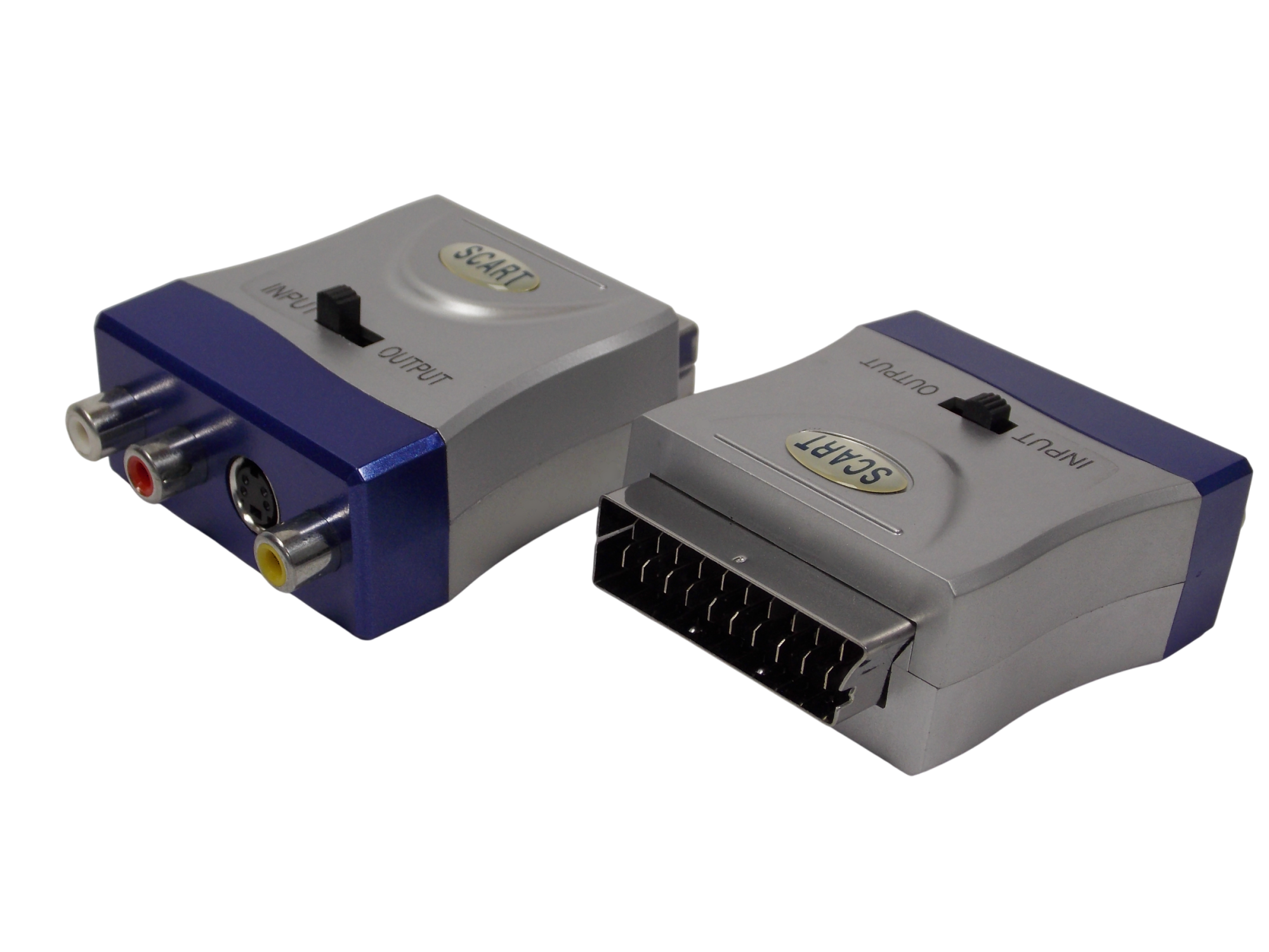 Адаптер SCART штекер - 3*RCA гнезда +S-Video c переключателем 