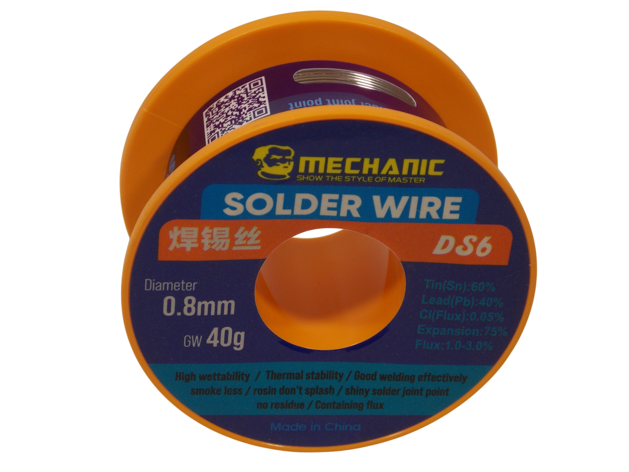 Припой Mechanic DS6 /  диаметр 0.8 мм / 40 грамм