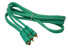 Шнур 2 х RCA на RCA  гнездо  / 1.5 метра / зеленый